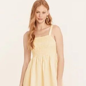 JCrew Smocked beach dress in linen-cotton blend